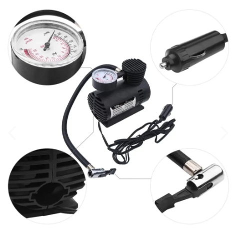 Compresor Portátil 12V con Manómetro para Carro y Moto